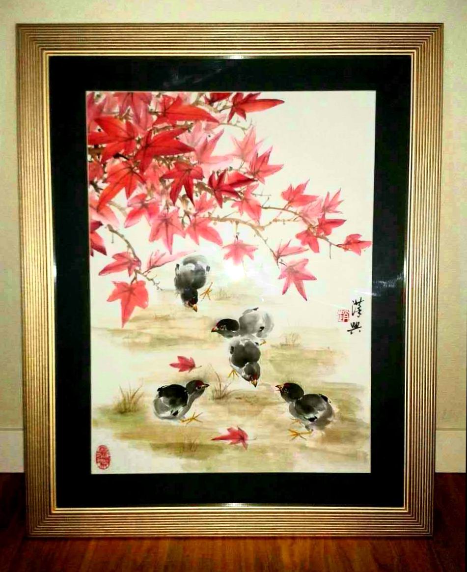 Chicks and Maple Leaf 小鸡枫叶